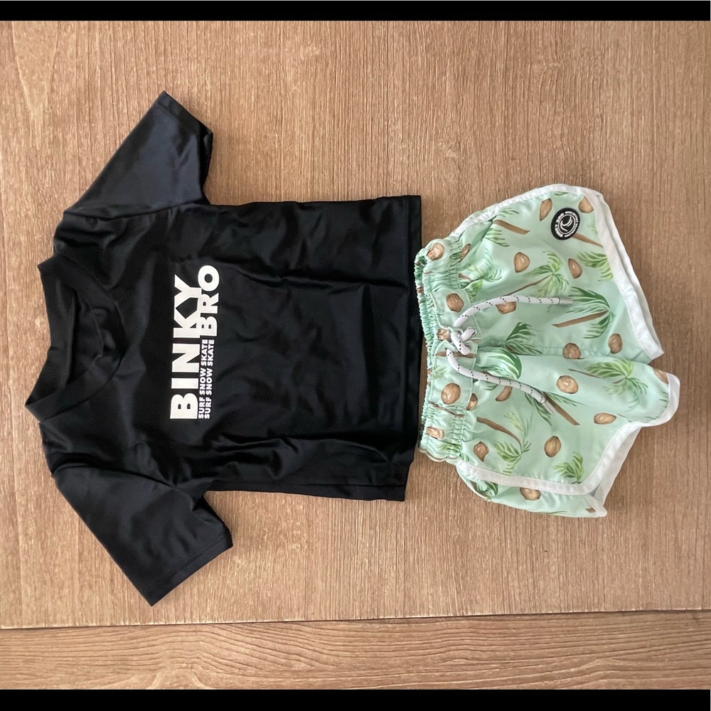 Binky Bro rash guard and swim trunks size 6 months